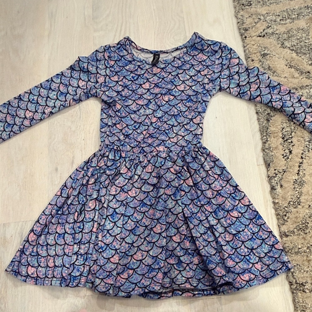 Pixielane girls Mermaid Scale Dress - Blue and Pink, size 5, worn once.
